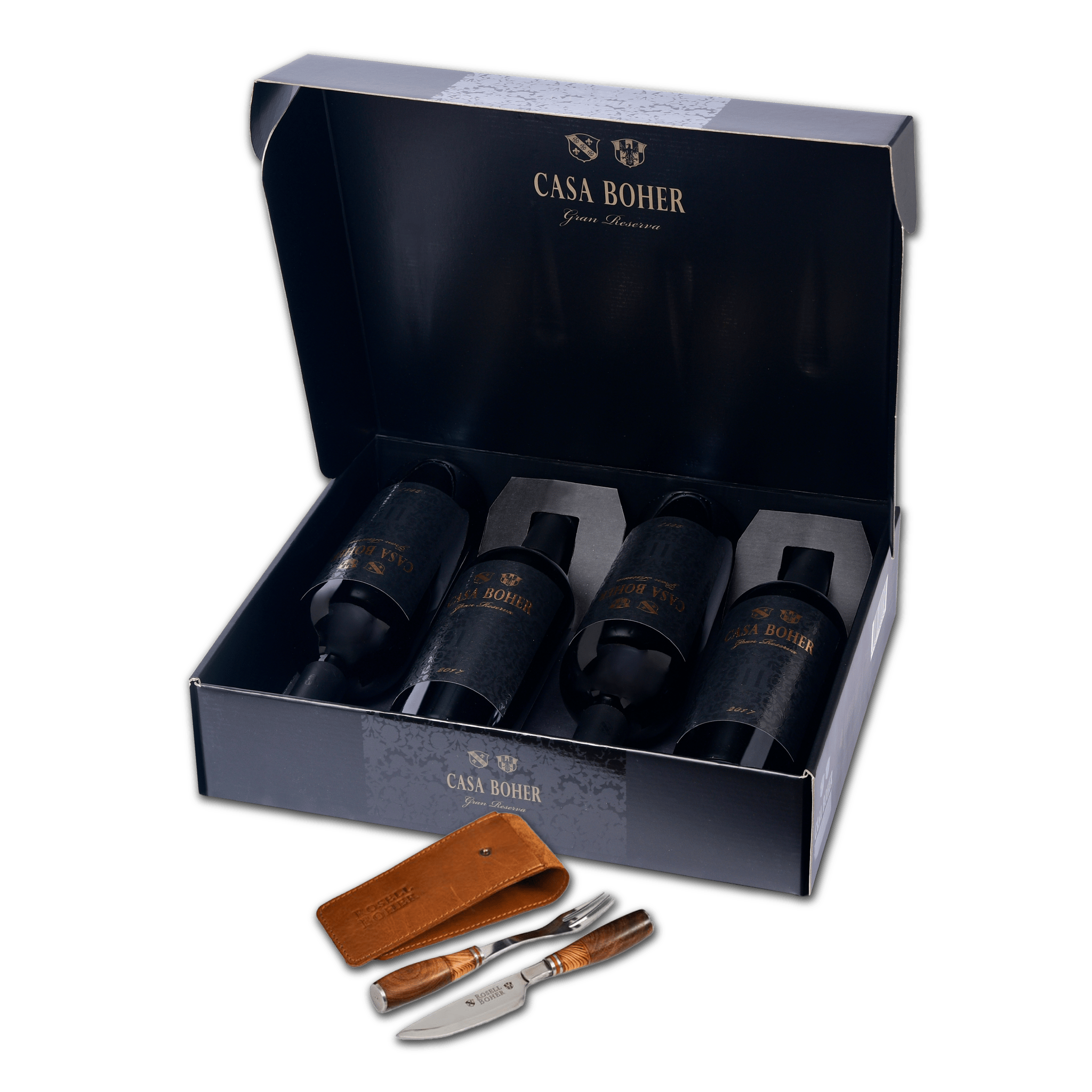 Casa Boher Gran Reserva + Set de cubiertos con estuche de cuero